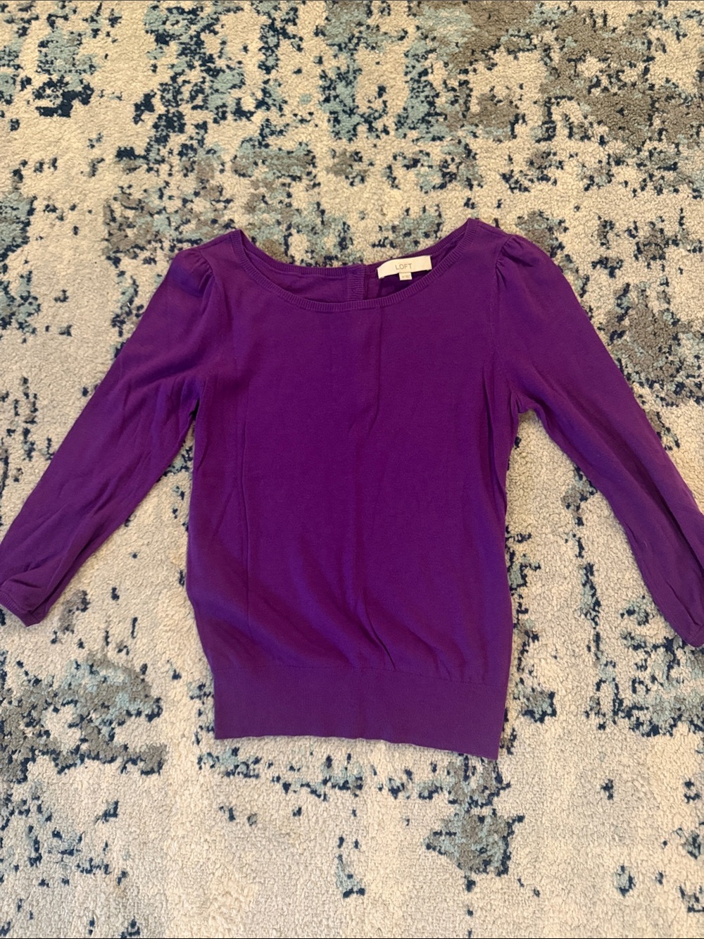 LOFT Deep Purple Boat Neck Long Sleeve Top